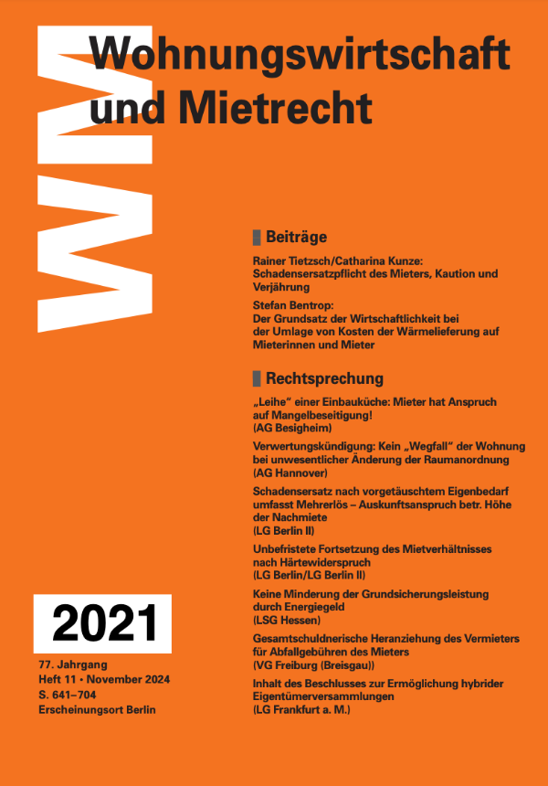 Wohnungswirtschaft und Mietrecht Einzelhefte 2021