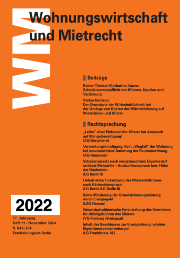 Wohnungswirtschaft und Mietrecht Einzelhefte 2022