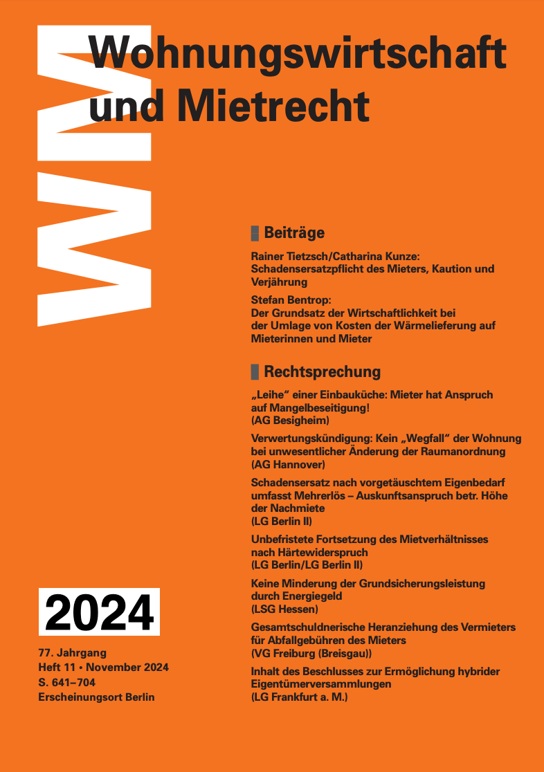 Wohnungswirtschaft und Mietrecht Einzelhefte 2024